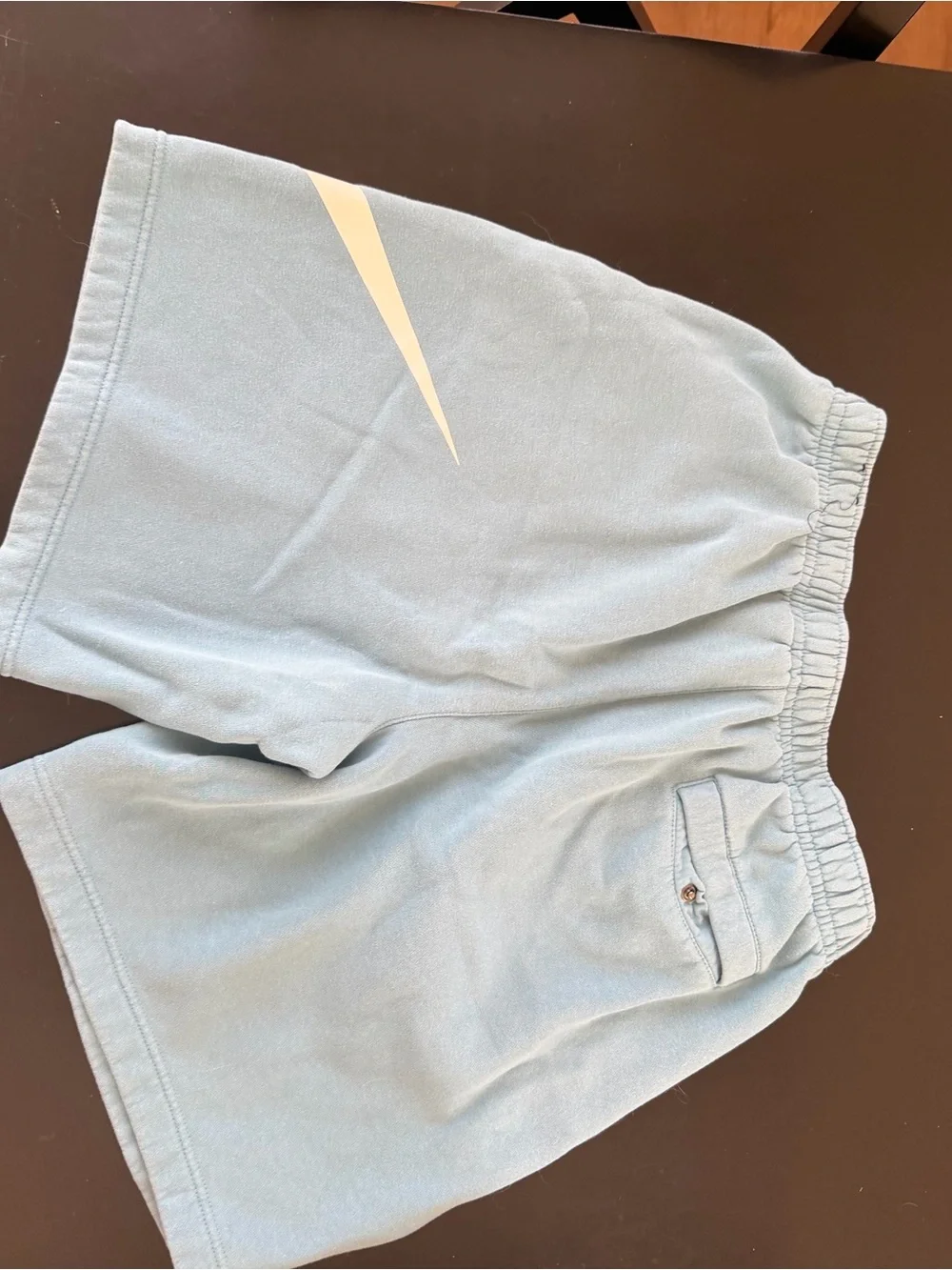 Nike Men’s Pale Blue Athletic Fleece Shorts with White Swoosh